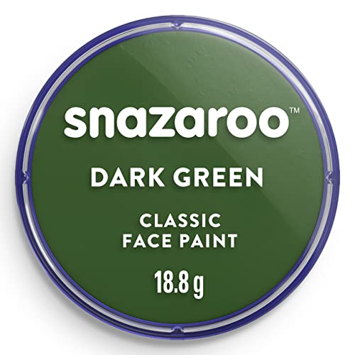 Pintura Facial y Corporal Snazaroo Clásica, 18.8g (0.66 oz) Tarro, Verde Oscuro - A Base de Agua, No Tóxica, Fácil Aplicación y Remoción para Niños, - imagen 1