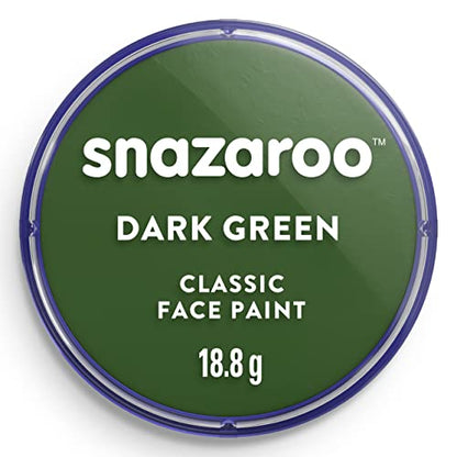Pintura Facial y Corporal Snazaroo Clásica, 18.8g (0.66 oz) Tarro, Verde Oscuro - A Base de Agua, No Tóxica, Fácil Aplicación y Remoción para Niños, - imagen 1