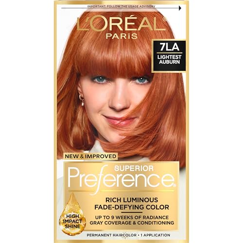 L'Oreal Paris Superior Preference Coloración Permanente Luminosa, Tinte para Cabello Lightest Auburn 7LA, Kit de Tinte para 9 Semanas de Brillo - imagen 1