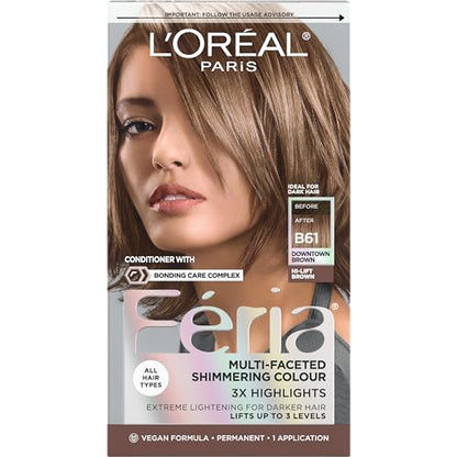 Coloración Permanente L'Oreal Paris Feria B61 Downtown Brown, Cabello Brillante y Multi-Facético, Kit de Tinte para Cabello, Pack de 1 - imagen 2