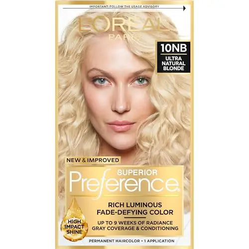 L'Oreal Paris Superior Preference Coloración Permanente Luminosa, Tinte para Cabello Rubia Natural 10NB, Dura hasta 9 Semanas, 1 Kit - imagen 1