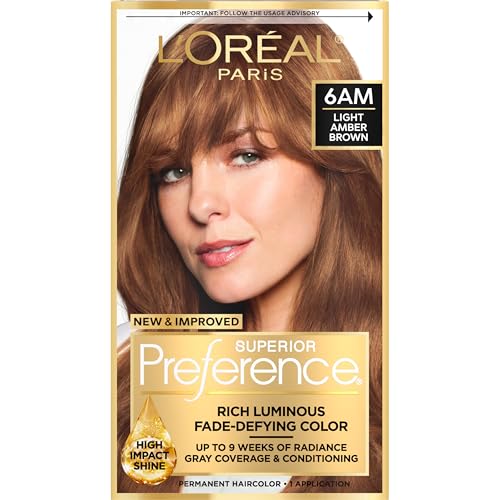 L'Oreal Paris Superior Preference Tinte Permanente para Cabello Luminosa, Color Ámbar Claro 6AM, Kit de Tinte para 9 Semanas de Brillo - imagen 3