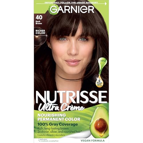 Garnier Nutrisse Ultra Crème Coloración Capilar Permanente, Tinte para Cabello 100% Cobertura de Canas, Vegano y Libre de Crueldad, 40 Marrón Oscuro - imagen 3
