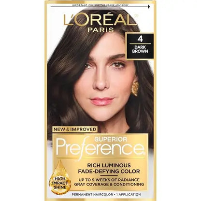 L'Oreal Paris Superior Preference Coloración Permanente Luminosa, Tinte para Cabello Marrón Oscuro 4, Kit para 9 Semanas de Brillo - imagen 1