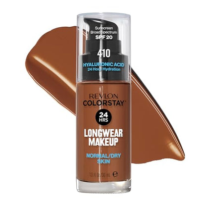 Base líquida Revlon ColorStay para piel normal y seca, SPF 20, cobertura media-alta de larga duración, acabado natural, 410 Cappuccino, 1 fl oz - imagen 2