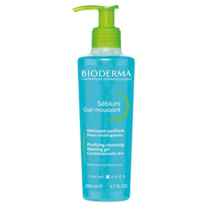 Gel Espumoso Bioderma Sébium, Limpiador Facial Suave, Desmaquillante, Lavado Purificante para Piel Mixta a Grasa, 200 ml - imagen 1