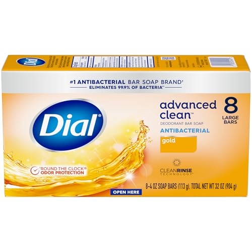 Jabón de Barra Antibacteriano Dial, Limpieza Avanzada Oro, 4 Oz, 8 Barras, Protección Contra Olores Todo el Día, Dermatológicamente Probado, - imagen 2