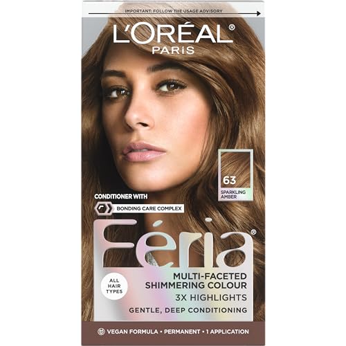 Coloración Permanente L'Oreal Paris Feria Brillo Multi-Facético, 63 Ámbar Brillante (Marrón Dorado Claro), Kit de Tinte para Cabello, Pack de 1 - imagen 1