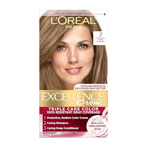 L'Oreal Paris Excellence Crème Tinte para Cabello Permanente, Color 7 Rubio Oscuro, Cobertura 100% Canas, Cuidado Triple con Ácido Hialurónico, 1 Kit - imagen 3