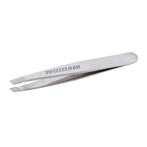 Pinzas Mini Slant Tweezerman - Pinzas para Cejas, Pinzas de Viaje para Cejas, Vello Facial (Acero Inoxidable Clásico) - imagen 3