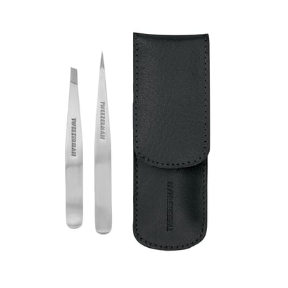 Juego de Pinzas Petite de Tweezerman con Estuche de Viaje - Pinzas de Punta y Diagonal, Pinzas para Viaje (Estuche Negro) - imagen 1