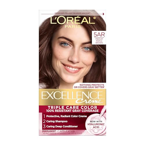 Tinte para Cabello L'Oreal Paris Excellence Crème, Color Permanente 5AR Marrón Arce Medio, Cobertura 100% Canas, Cuidado Triple con Ácido - imagen 4
