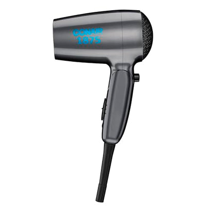 Secador de pelo de viaje Conair con doble voltaje, secador compacto de 1875W con mango plegable, color gris - imagen 2