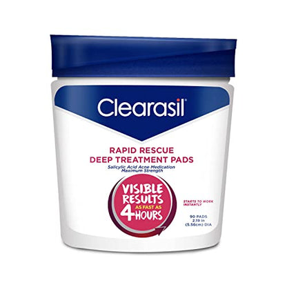 Clearasil Rapid Rescue Almohadillas Tratamiento Profundo para el Acné, Máxima Fuerza con 2% de Ácido Salicílico, 90 Piezas - imagen 1