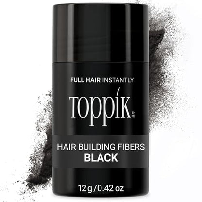 Fibra para Cabello Toppik, Negra, 12g, Relleno para Cabello Fino o Delgado, Aspecto Instantáneamente Más Grueso y Abundante, 9 Tonos para Hombres y - imagen 1