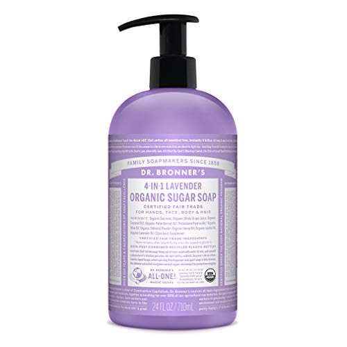 Jabón Orgánico de Azúcar Dr. Bronner's (Lavanda, 24 Onzas) - Con Aceites Orgánicos, Azúcar y Polvo de Shikakai, Uso 4 en 1: Manos, Cuerpo, Cara y - imagen 2