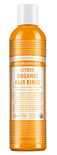 Aclarado Orgánico para el Cabello Dr. Bronner's – Naranja Cítrica, 8 Onzas, 1 Paquete – Acondicionador Ligero para Cabello Suave – Comercio Justo, - imagen 1