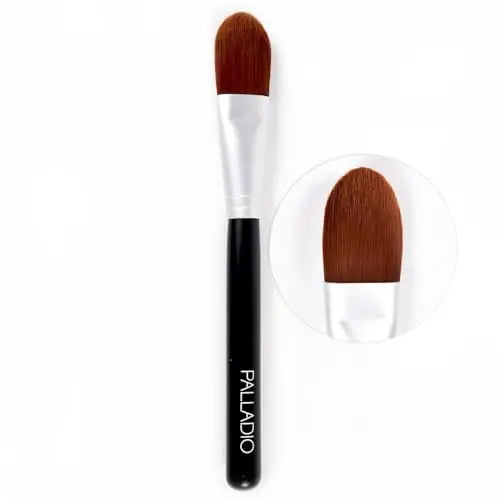 Brocha de Fundación Palladio, Brocha Plana y Tapered, para Bases Líquidas y Cremosas, Mezcla Perfecta, Acabado Suave, Cerdas Sintéticas Naturales, - imagen 3