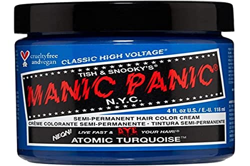 MANIC PANIC Classic Colorante Semipermanente Turquesa Atómico - Tinte Azul Neón para Cabello de Mujeres y Hombres que Dura 4-6 Semanas - Vegano, Sin - imagen 1