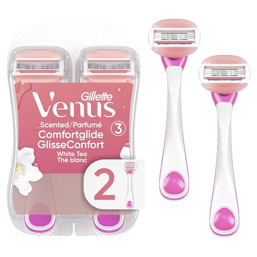 Gillette Venus ComfortGlide Rasuradoras Desechables para Mujeres, 2 Piezas, con Barras Hidratantes Aromatizadas a Té Blanco para un Afeitado Suave - imagen 2