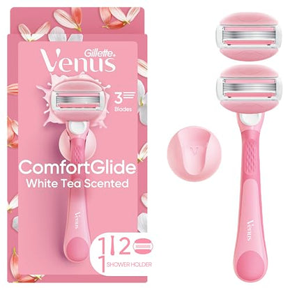 Rasuradora Gillette Venus ComfortGlide para Mujeres, con Barras de Gel Aromatizadas a Té Blanco, Incluye 1 Mango Reutilizable + 2 Recambios de 3 - imagen 1