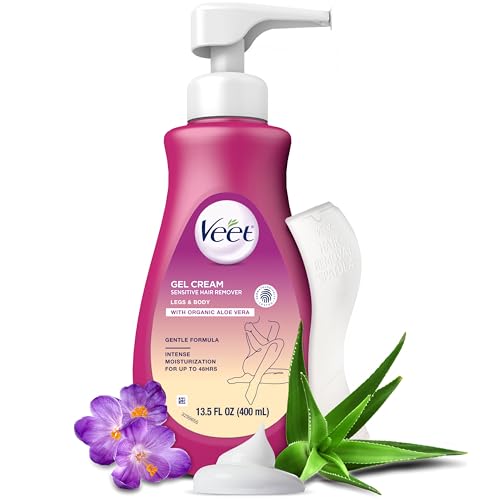Crema Depilatoria Veet para Piel Sensible para Mujeres, Gel para Depilación Indolora de Bikini, Probado Dermatológicamente, 13.5 FL OZ con Herramienta - imagen 4
