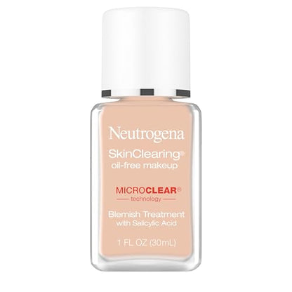 Base líquida para piel propensa al acné Neutrogena SkinClearing Oil-Free con 0.5% de ácido salicílico, control de brillo, tono 30 Buff, 1 fl oz - imagen 4