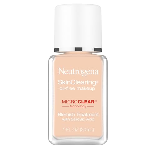 Base líquida Neutrogena SkinClearing sin aceite para combatir el acné y manchas con 0.5% de ácido salicílico, maquillaje control de brillo para piel - imagen 2
