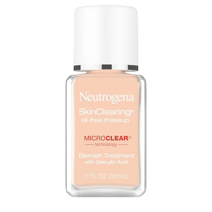 Base líquida para piel con acné Neutrogena SkinClearing Oil-Free con ácido salicílico, control de brillo, tono 80 Beige Medio, 1 fl oz - imagen 2