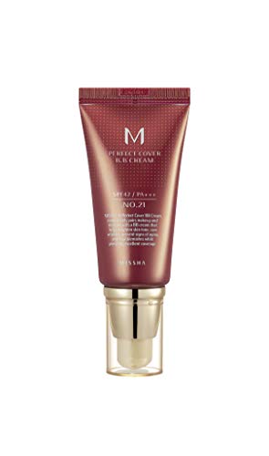 MISSHA M Perfect Cover BB Cream No.21 Beige Claro - Ligero con Subtono Frío SPF 42 PA +++ 1.69 Fl Oz - Hidratante Tinte para Rostro con SPF - imagen 2