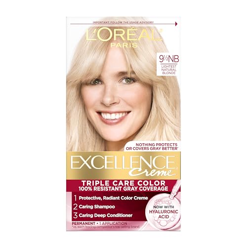 L'Oreal Paris Excellence Crème Tinte para Cabello Permanente, Color 9.5NB Rubia Natural Más Clara, Cobertura 100% de Canas, 1 Kit - imagen 1