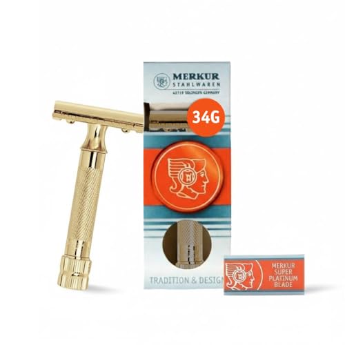 Razor de Seguridad de Doble Filo Merkur Classic de 2 Piezas, Acabado en Oro, 1 Unidad - imagen 2