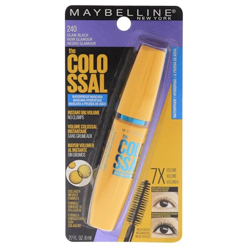 Máscara de pestañas Maybelline Volum' Express Colossal Waterproof, Voluminizadora, Glam Black, 1 Unidad - imagen 1