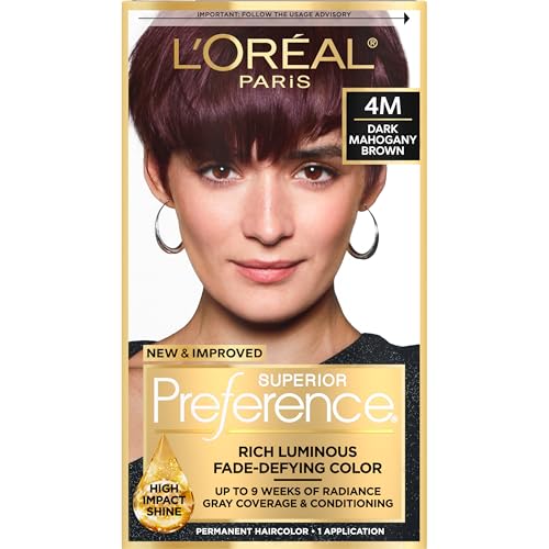 L'Oreal Paris Superior Preference Tinte Permanente para el Cabello, Color Marrón Caoba Oscuro 4M, Kit de Tinte para Hasta 9 Semanas de Brillo - imagen 1