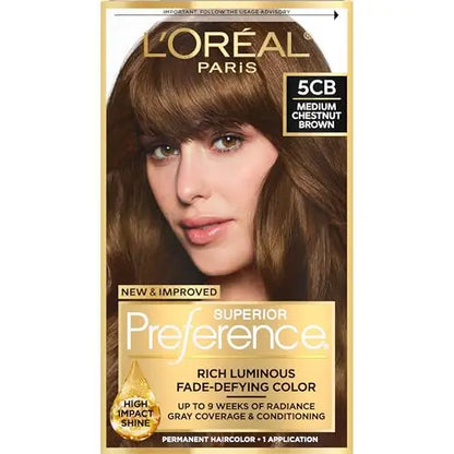 L'Oreal Paris Superior Preference Coloración Permanente Luminosa, Tinte para Cabello de hasta 9 Semanas de Brillo, Castaño Medio 5CB, 1 Kit de Tinte - imagen 4