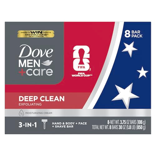 Jabón en Barra Dove Men+Care para Hombre Limpieza Profunda, 8 Barras, Más Hidratante que Jabón en Barra, 3.75 oz - imagen 1