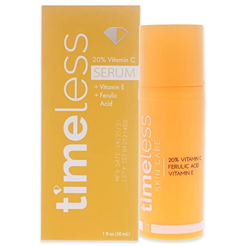 Suero de Vitamina C Timeless Skin Care con Vitamina E y Ácido Ferúlico - Suero Iluminador - para Piel Grasa y Seca - Sin Fragancia - 1 oz - imagen 1