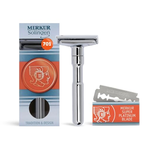 MERKUR FUTUR 701 Adjustable Double Edge Safety Razor - Bright Chrome | Adjustable Razor With Dial | Made in Germany | Plastic-Free | Snap-On Cap Desig - imagen 2
