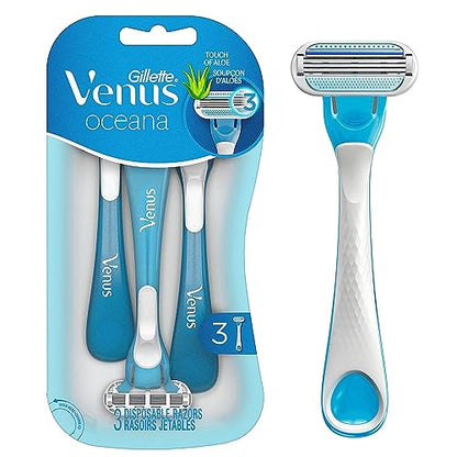 Gillette Venus Oceana Maquinillas de Afeitar Desechables para Mujeres, 3 Unidades (Paquete de 1) - imagen 2