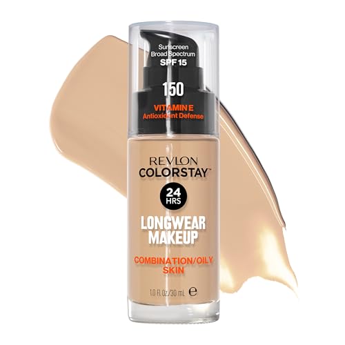 Base Líquida Revlon ColorStay para Piel Mixta y Grasa, SPF 15, Cobertura Media-Alta, Acabado Mate, 150 Buff, 1 Fl Oz - imagen 1