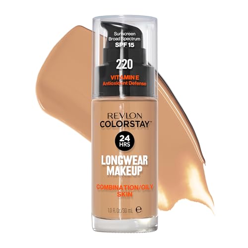 Base Líquida Revlon ColorStay para Piel Mixta y Grasa, SPF 15, Cobertura Media-Alta, Acabado Mate, 220 Beige Natural, 1 Fl Oz - imagen 1