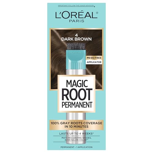 L'Oréal Paris Magic Root Kit de Coloración Permanente para Cabello, 10 Minutos, Cobertura 100% de Canas, 4 Marrón Oscuro, 1 Unidad - imagen 1