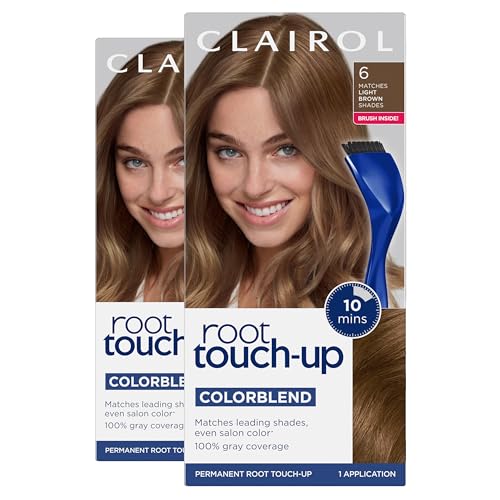 Clairol Root Touch-Up by Nice'n Easy Tinte Permanente para Cabello, 6 Castaño Claro | Cobertura 100% de Canas | Aplicación con Brocha | Paquete de 2 - imagen 1