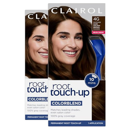 Clairol Root Touch-Up by Nice'n Easy Permanent Hair Dye, 4G Dark Golden Brown Hair Color| 100% Gray Coverage | Easy Brush Application | Matches Profes - imagen 2