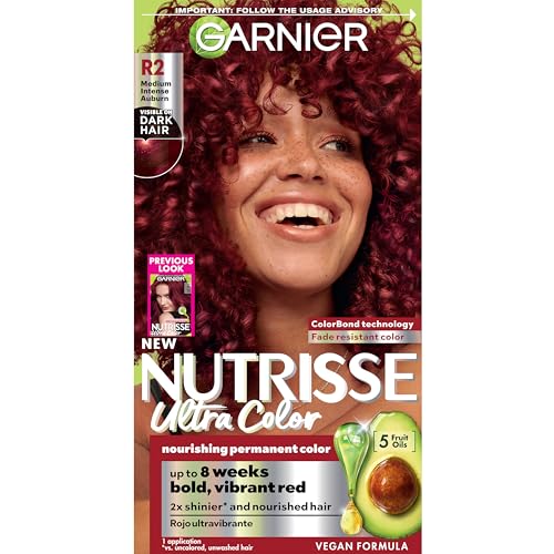 Garnier Nutrisse Ultra Color Tinte para Cabello, Coloración Permanente R2 Castaño Intenso Rojo (Goji Berry), Resultados Vibrantes y Resistentes, - imagen 3