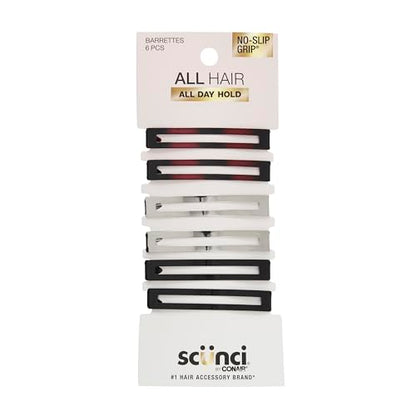 Barrettes Scunci by Conair con No-Slip Grip - Accesorios para el cabello para mujeres - Colores metálicos neutros surtidos - Paquete de 6 unidades - imagen 2