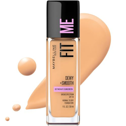 Base líquida Maybelline Fit Me Dewy + Smooth, tono Natural Buff, 1 unidad (el empaque puede variar) - imagen 1