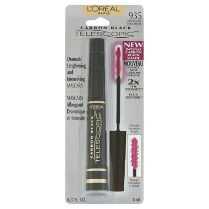 Máscara L'Oreal Paris Makeup Telescopic Original para Alargar Pestañas, Negro Carbón, 0.27 Fl Oz (Paquete de 1) - imagen 1