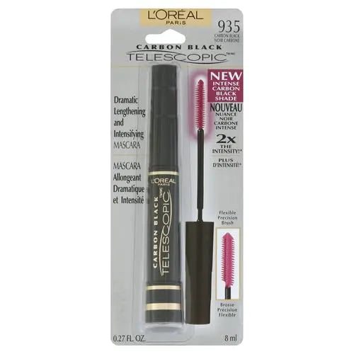 Máscara L'Oreal Paris Makeup Telescopic Original para Alargar Pestañas, Negro Carbón, 0.27 Fl Oz (Paquete de 1) - imagen 2