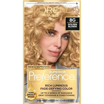 L'Oreal Paris Superior Preference Coloración Permanente Luminosa, Tinte para Cabello Dorado Rubio 8G, Kit de Tinte para 9 Semanas de Brillo - imagen 3